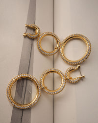 Triple Pave Hoops- Gold View 6
