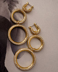 Triple Pave Hoops- Gold View 7