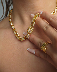 Boxy Pave Chain Necklace- Gold View 12
