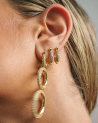 Triple Pave Hoops- Gold View 11