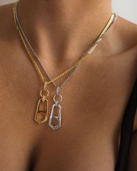 Zipper Pendant Necklace- Gold View 8