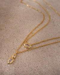 Stellar Bezel Charm Necklace Set- Silver View 4