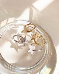 Pave Star Charm Hoops- Gold View 4