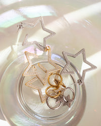 Pave Star Charm Hoops- Silver View 6
