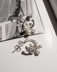 Mini Pearl Washer Huggies- Silver view 2