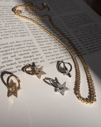 Pave Star Charm Hoops- Gold View 8
