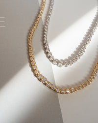 Ballier Bezel Tennis Necklace- Silver View 7