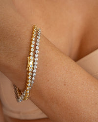 Ballier Bezel Tennis Bracelet- Gold View 4