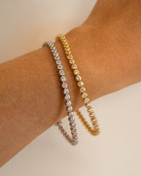 Ballier Bezel Tennis Bracelet- Gold View 5