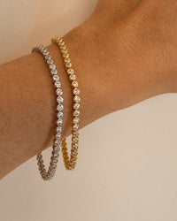 Ballier Bezel Tennis Bracelet- Gold View 6