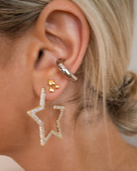 Pave Star Hoops- Gold View 2