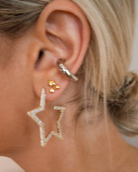 Pave Star Hoops- Gold view 2