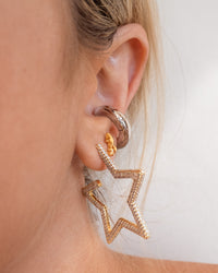 Pave Star Hoops- Gold View 11