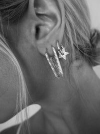 Pave Paper Clip Earrings- Silver View 7