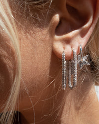Pave Paper Clip Earrings- Silver View 4