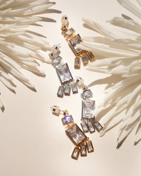 Baguette Shaker Statement Studs- Silver view 2