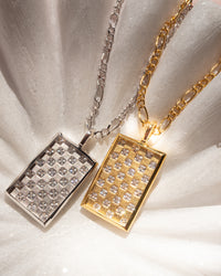 Checkerboard Dog Tag Necklace- Silver View 5