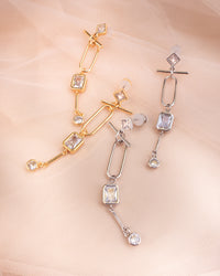 Mixte Drop Statement Earrings- Silver View 3