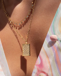 Checkerboard Dog Tag Necklace- Silver View 6