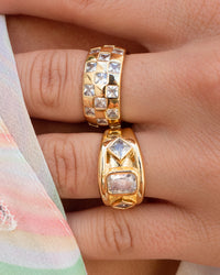 Baguette Bezel Signet Ring- Gold View 2