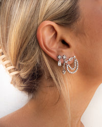 Baguette Hanging Chain Studs- Silver View 6