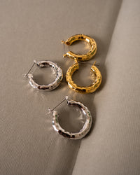Hammered Baby Amalfi Hoops- Silver View 5