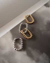 Beaded Chain Link Huggies- Silver View 3