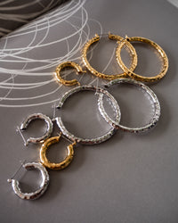 Hammered Amalfi Hoops- Silver View 5