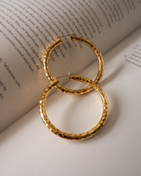 Hammered Amalfi Hoops- Gold View 4