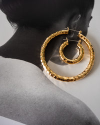 Hammered Baby Amalfi Hoops- Gold View 6