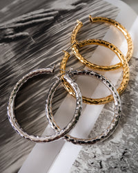Hammered Amalfi Hoops- Silver View 3