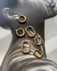 Beaded Chain Link Huggies- Gold View 3