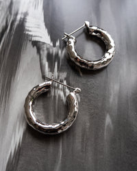 Hammered Baby Amalfi Hoops- Silver View 3