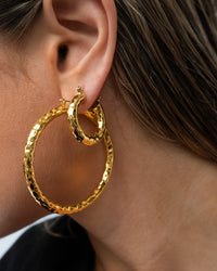 Hammered Amalfi Hoops- Gold View 2