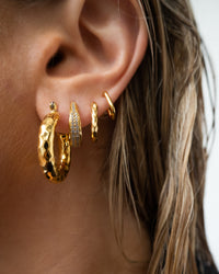 Hammered Baby Amalfi Hoops- Gold View 9