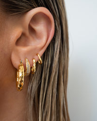 Petite Chain Link Huggies- Gold View 11