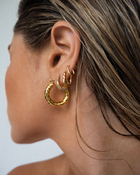 Petite Chain Link Huggies- Gold View 10