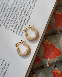 Pave Mini Martina Hoops- Gold View 3