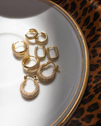 Pave Chain Link Huggies- Gold (Ships Mid December) View 10