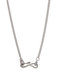 Pave Hook Charm Necklace- Silver View 1
