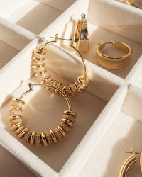 Pave Washer Hoops- Gold view 2