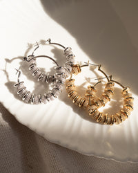 Pave Washer Hoops- Gold View 4
