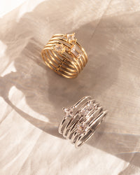 Triple Stone Stack Ring- Silver View 5