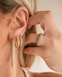 Pave Carabiner Hoops- Gold View 3