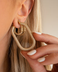 Pave Amber Hoops- Gold View 3