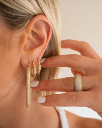 Pave Amber Hoops- Gold View 6