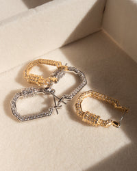 Pave Carabiner Hoops- Gold View 4