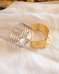 Triple Stone Stack Ring- Gold View 3