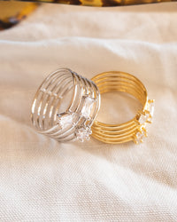 Triple Stone Stack Ring- Silver view 2