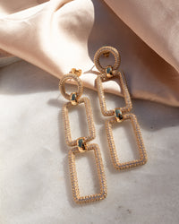 Pave Chain Link Earrings- Gold View 3